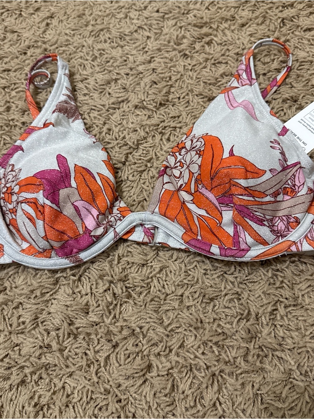 Floral Underwire swimsuit in White, Orange & Pink
